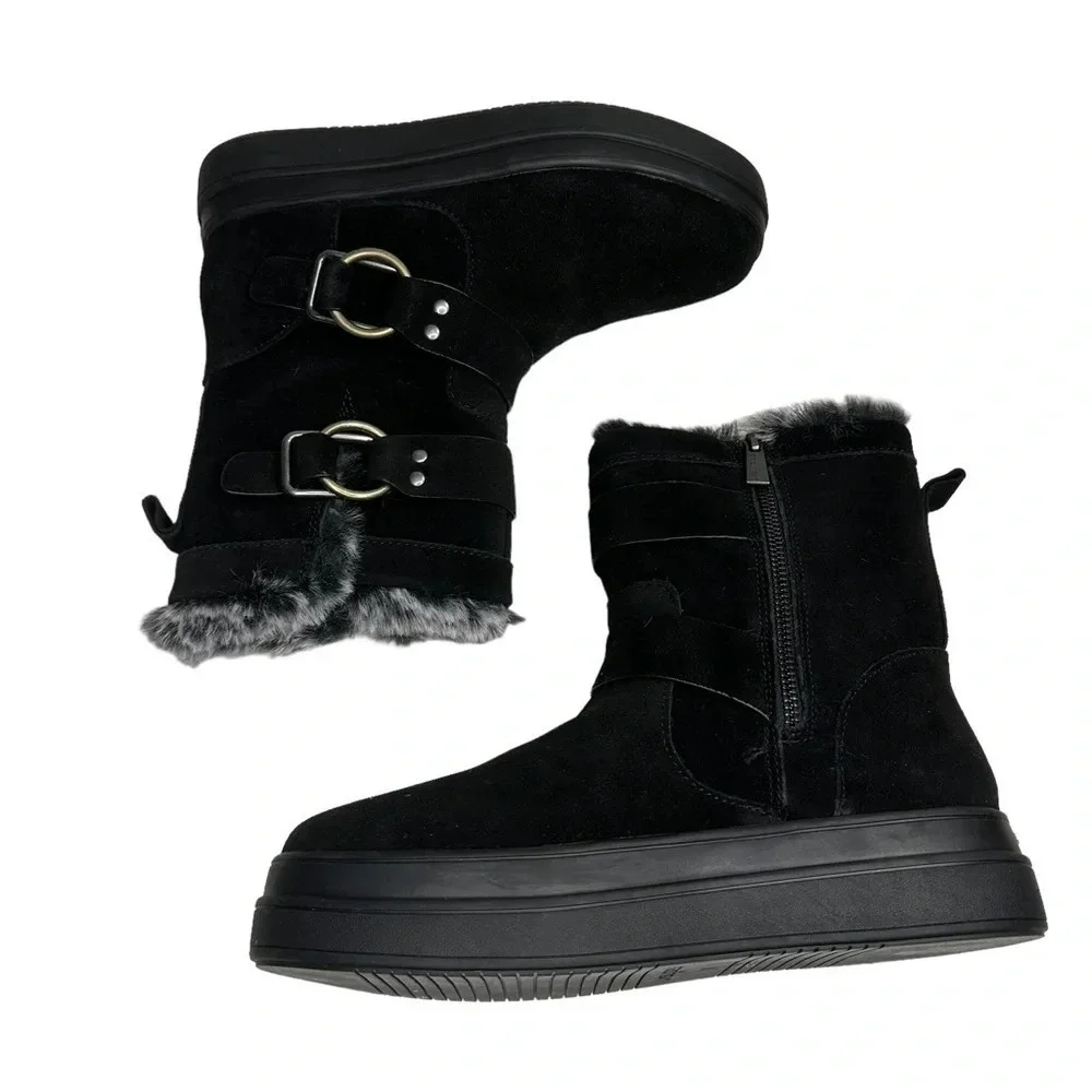 J/Slides Women's NELLY Black Waterproof Suede. Sz: 7.5